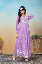 Pretty Purple Color Rayon Fabric Designer Kurti