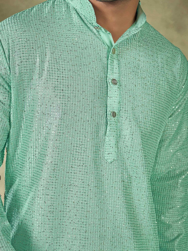 Amazing Green Color Viscose Fabric Kurta Pajama