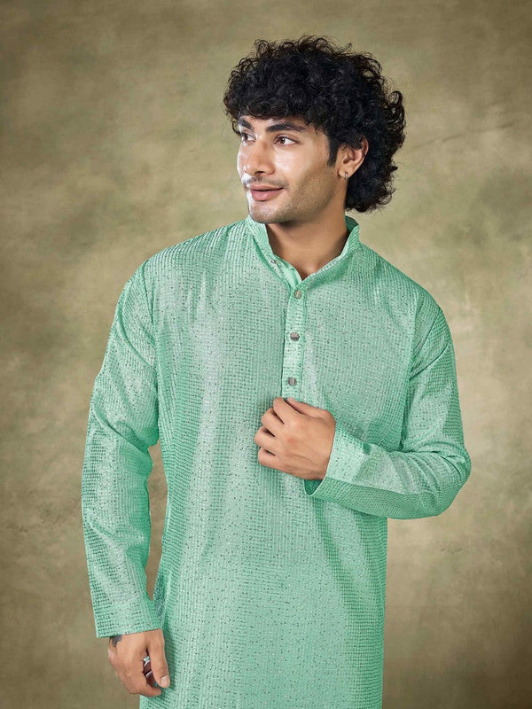 Amazing Green Color Viscose Fabric Kurta Pajama