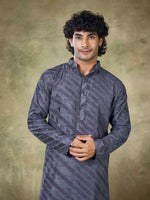 Amazing Navy Blue Color Viscose Fabric Kurta Pajama