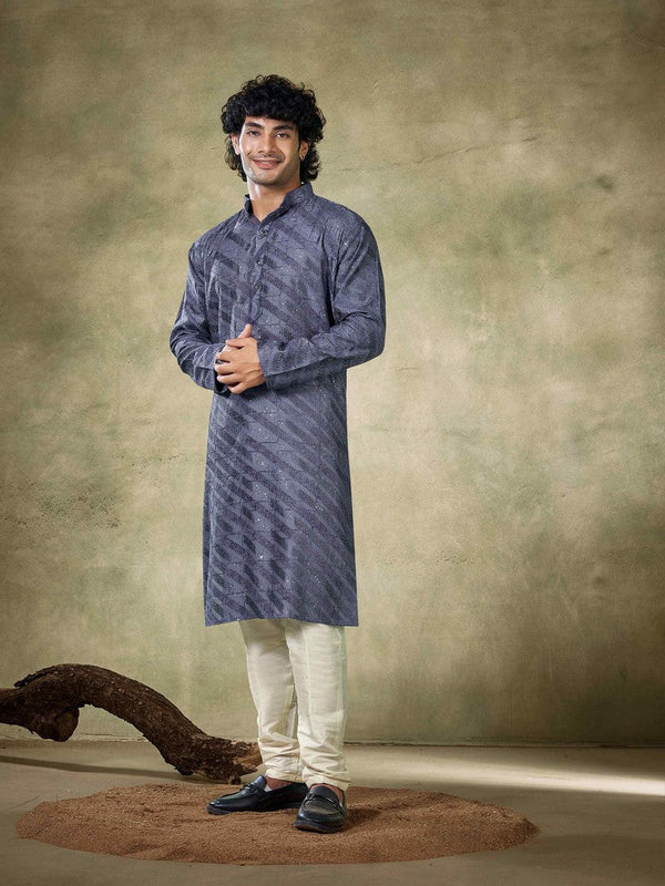 Amazing Navy Blue Color Viscose Fabric Kurta Pajama