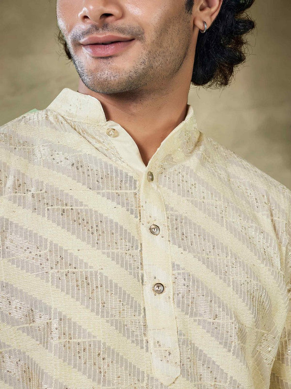 Amazing Cream Color Viscose Fabric Kurta Pajama