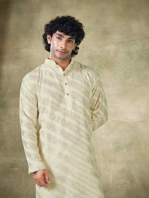 Amazing Cream Color Viscose Fabric Kurta Pajama