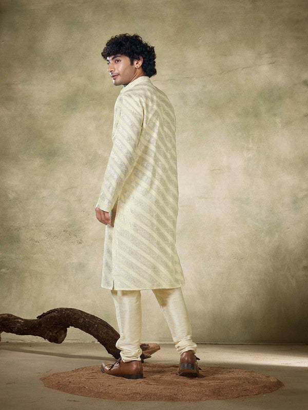 Amazing Cream Color Viscose Fabric Kurta Pajama