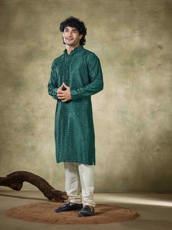 Amazing Green Color Viscose Fabric Kurta Pajama