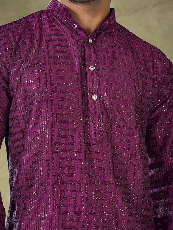 Amazing Wine Color Viscose Fabric Kurta Pajama