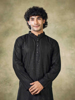 Amazing Black Color Viscose Fabric Kurta Pajama