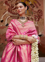 Beauteous Pink Color Banarasi Fabric Partywear Saree