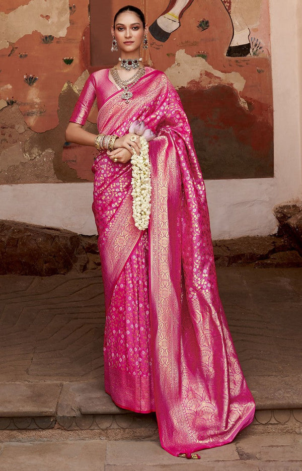 Beauteous Pink Color Banarasi Fabric Partywear Saree