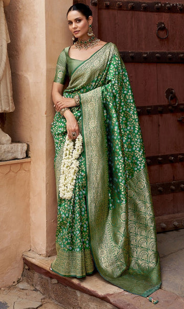 Beauteous Green Color Banarasi Fabric Partywear Saree