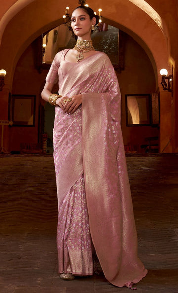 Beauteous Pink Color Banarasi Fabric Partywear Saree