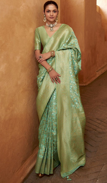 Beauteous Green Color Banarasi Fabric Partywear Saree