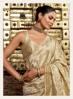 Beauteous Beige Color Banarasi Fabric Partywear Saree