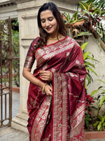 Grand Maroon Color Banarasi Fabric Partywear Saree