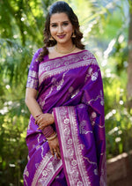 Grand Purple Color Banarasi Fabric Partywear Saree