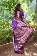 Grand Purple Color Banarasi Fabric Partywear Saree