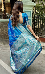 Grand Turquoise Color Banarasi Fabric Partywear Saree