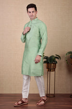 Amazing Green Color Jacquard Fabric Kurta Pajama