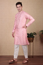 Amazing Pink Color Jacquard Fabric Kurta Pajama