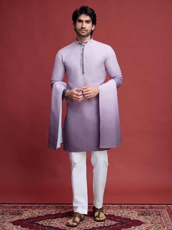 Beauteous Purple Color Rayon Fabric Kurta Pajama