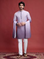 Beauteous Purple Color Rayon Fabric Mens Kurta with Dupatta