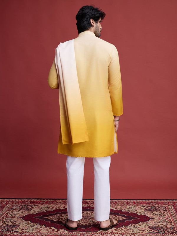 Beauteous Yellow Color Rayon Fabric Kurta Pajama