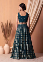 Lovely Teal Color Georgette Fabric Party Wear Lehenga