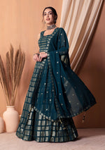 Lovely Teal Color Georgette Fabric Party Wear Lehenga