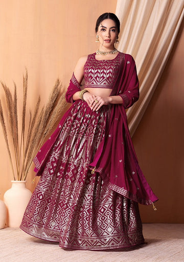 Lovely Pink Color Georgette Fabric Party Wear Lehenga