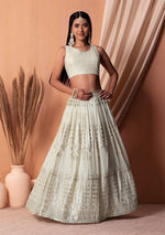 Lovely White Color Georgette Fabric Party Wear Lehenga