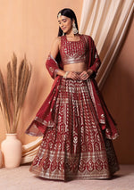 Lovely Maroon Color Georgette Fabric Party Wear Lehenga