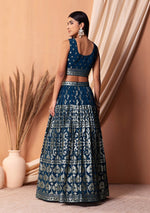 Lovely Blue Color Georgette Fabric Party Wear Lehenga