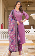 Amazing Purple Color Vertigan Fabric Designer Suit