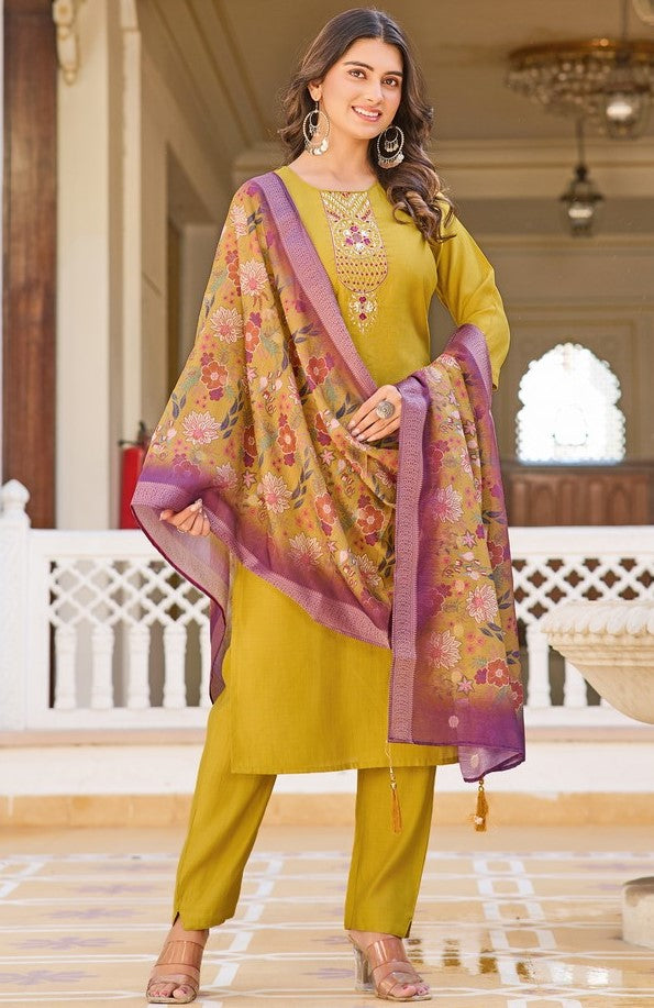 Amazing Mustard Color Vertigan Fabric Designer Suit