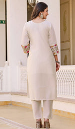 Amazing Cream Color Vertigan Fabric Designer Suit