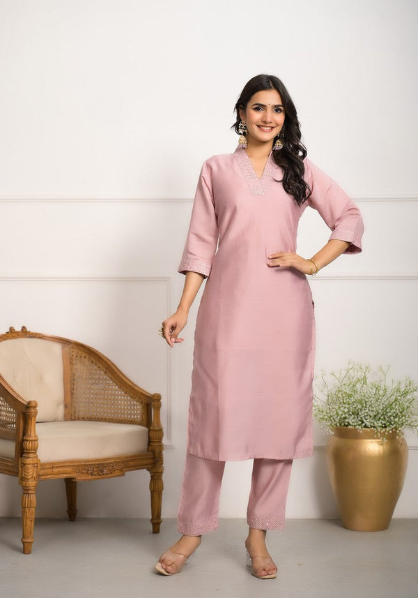 Divine Pink Color Viscose Fabric Designer Suit