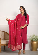 Divine Red Color Viscose Fabric Designer Suit