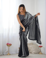 Amazing Black Color Georgette Fabric Partywear Saree