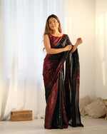 Amazing Black Color Georgette Fabric Partywear Saree