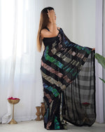 Wonderful Black Color Georgette Fabric Partywear Saree