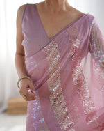 Wonderful Pink Color Georgette Fabric Partywear Saree