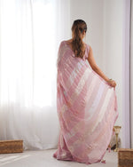 Wonderful Pink Color Georgette Fabric Partywear Saree