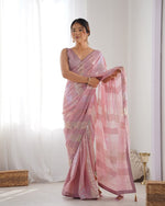 Wonderful Pink Color Georgette Fabric Partywear Saree