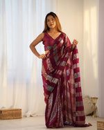 Wonderful Maroon Color Georgette Fabric Partywear Saree