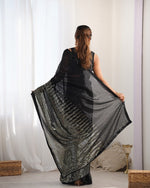 Dazzling Black Color Georgette Fabric Partywear Saree