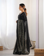 Dazzling Black Color Georgette Fabric Partywear Saree