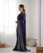 Dazzling Blue Color Georgette Fabric Partywear Saree