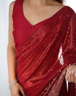 Dazzling Red Color Georgette Fabric Partywear Saree