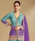 Delightful Multi Color Chinon Fabric Sharara Suit