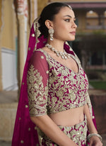 Dazzling Pink Color Net Fabric Party Wear Lehenga